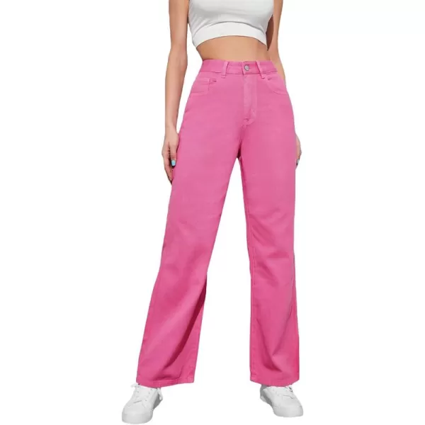 WDIRARA Women's Cow Print High Waist Wide Leg Jeans Casual Long Denim Pants