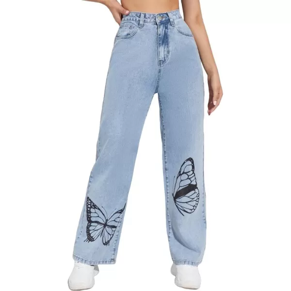WDIRARA Women's Cow Print Ripped Jeans High Waisted Button Skinny Denim Pants