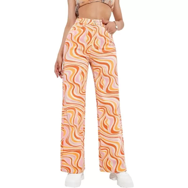 WDIRARA Women's Cow Print Ripped Jeans High Waisted Button Skinny Denim Pants