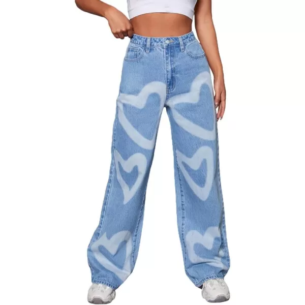 WDIRARA Women's Cow Print Ripped Jeans High Waisted Button Skinny Denim Pants