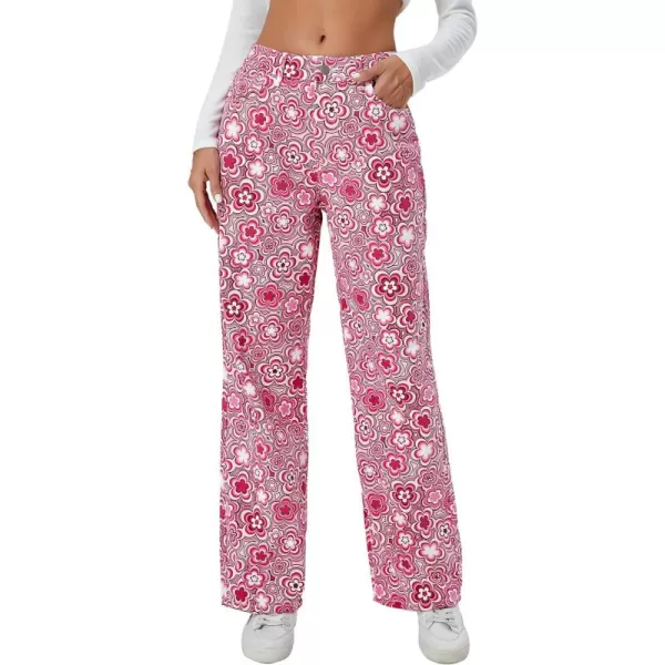 WDIRARA Women's Cow Print Ripped Jeans High Waisted Button Skinny Denim Pants