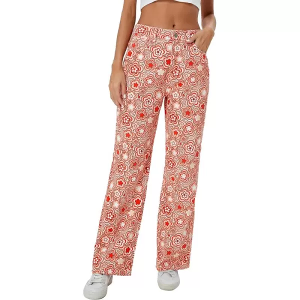 WDIRARA Women's Cow Print Ripped Jeans High Waisted Button Skinny Denim Pants
