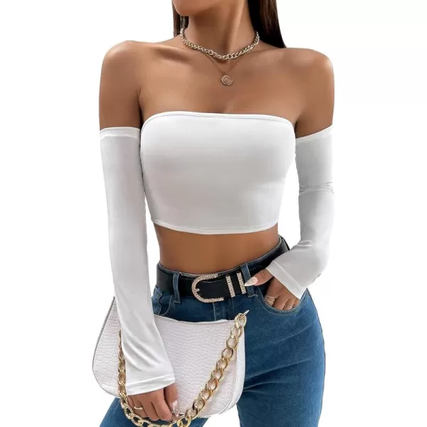 WDIRARA Women's Cut Out Long Sleeve Round Neck Crop Top Slim T Shirt