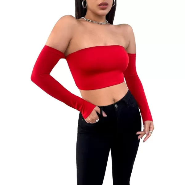 WDIRARA Women's Cut Out Long Sleeve Round Neck Crop Top Slim T Shirt