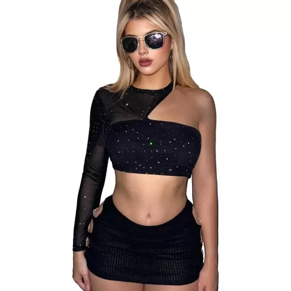 WDIRARA Women's Cut Out Long Sleeve Round Neck Crop Top Slim T Shirt