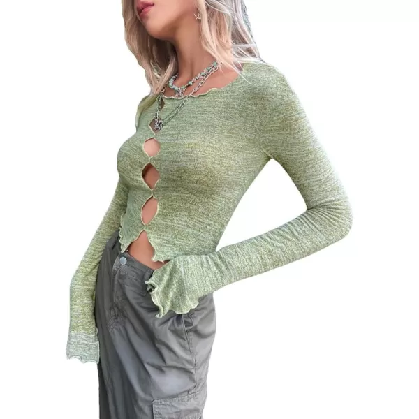 WDIRARA Women's Cut Out One Shoulder Long Sleeve Tee Asymmetrical Tops T Shirt