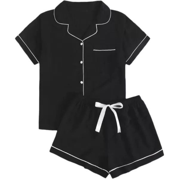 WDIRARA Women's Cute Cartoon Print Closed Eyes Print Tee and Shorts Pajama Set
