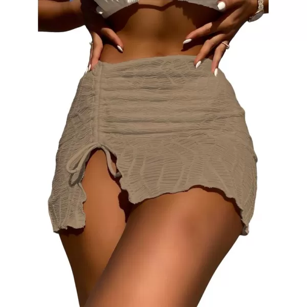 WDIRARA Women's Drawstring Split Thigh Cover Up Skirt Swimwear Beach Skirt