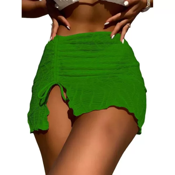 WDIRARA Women's Drawstring Split Thigh Cover Up Skirt Swimwear Beach Skirt