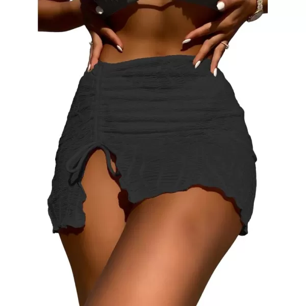 WDIRARA Women's Drawstring Split Thigh Cover Up Skirt Swimwear Beach Skirt