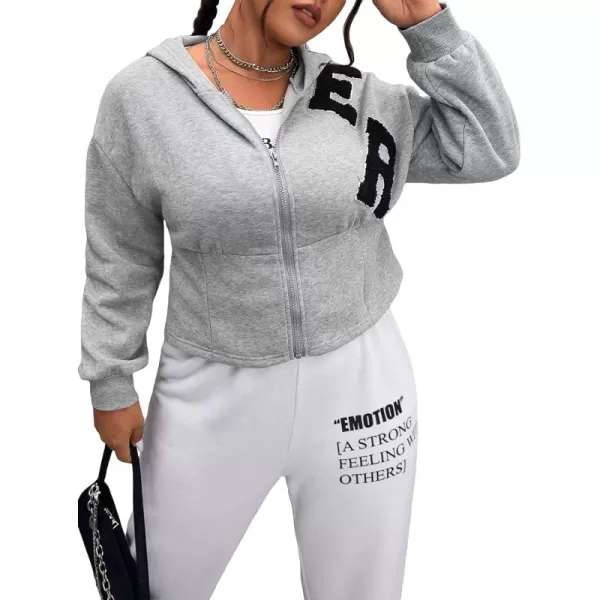 WDIRARA Women's Drop Shoulder Zip Up Drawstring Thermal Crop Hoodie Sweatshirt