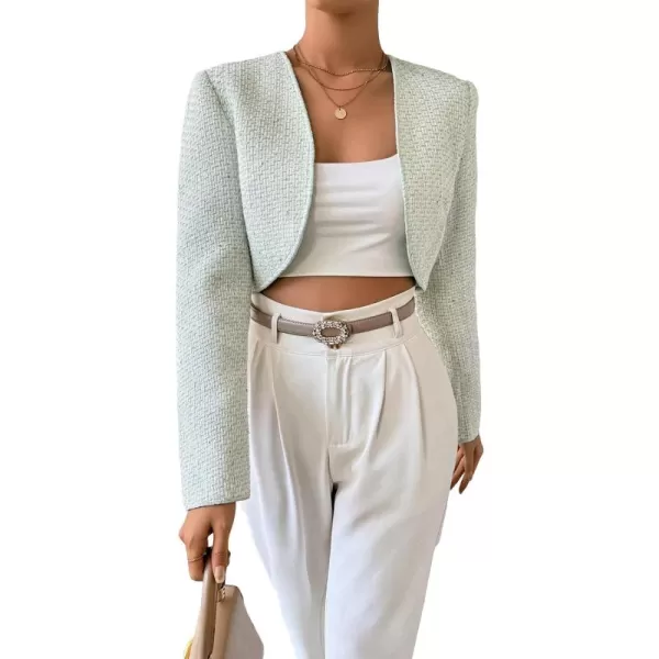 WDIRARA Women's Elegant Open Front Long Sleeve Jacket Crop Contrast Sequin Outwear