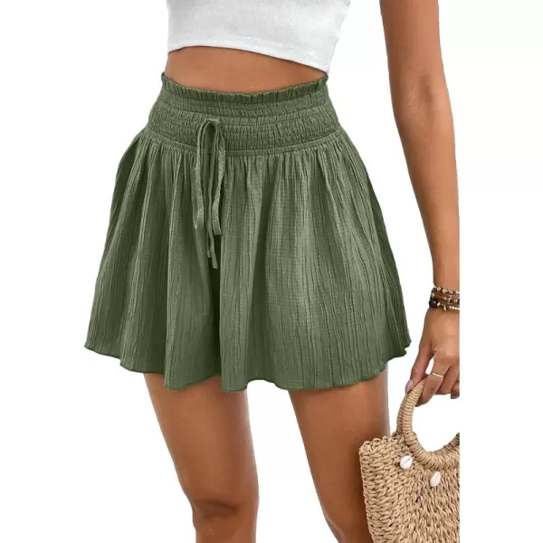 WDIRARA Women's Floral Print Ruffle Hem Elastic High Waist Tie Front Skirt