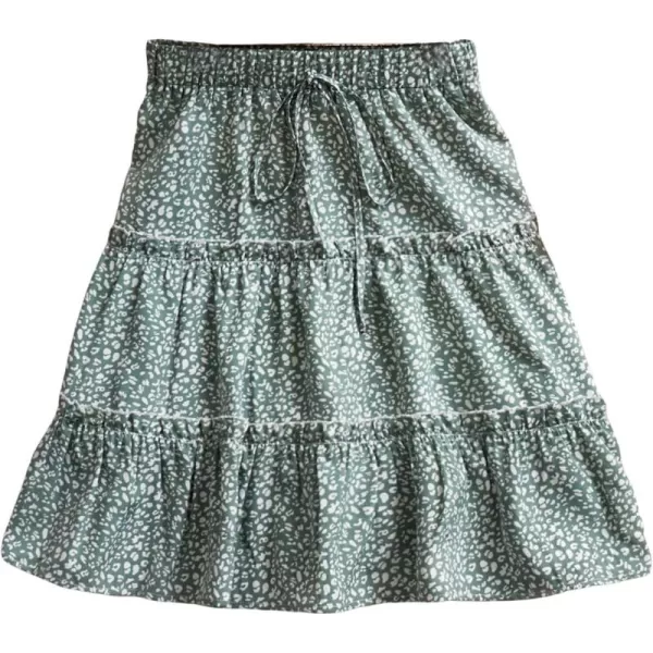 WDIRARA Women's Floral Print Ruffle Hem Elastic High Waist Tie Front Skirt