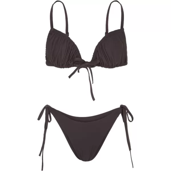 WDIRARA Women's Floral Print Tie Side Swimwear Straps Bikini Sets Swimsuits