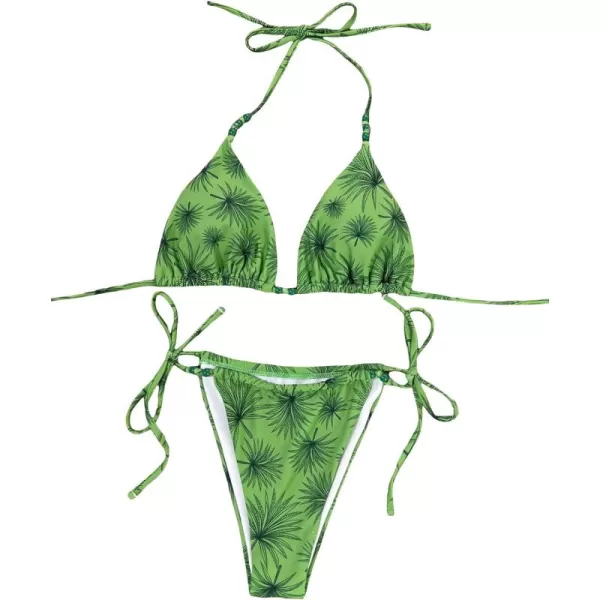 WDIRARA Women's Floral Print Tie Side Swimwear Straps Bikini Sets Swimsuits