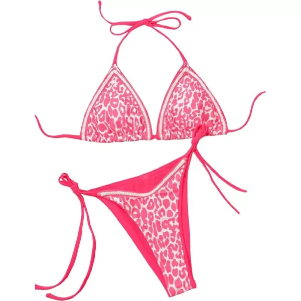 WDIRARA Women's Floral Print Tie Side Swimwear Straps Bikini Sets Swimsuits
