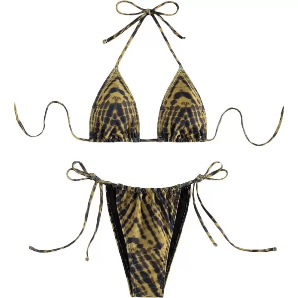 WDIRARA Women's Floral Print Tie Side Swimwear Straps Bikini Sets Swimsuits