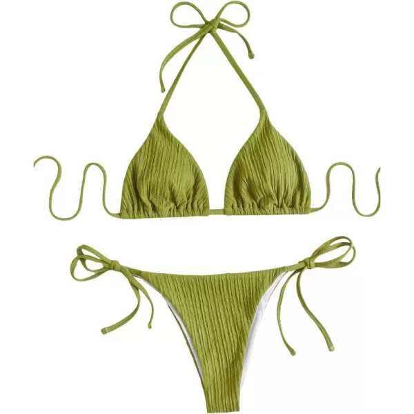 WDIRARA Women's Floral Print Tie Side Swimwear Straps Bikini Sets Swimsuits