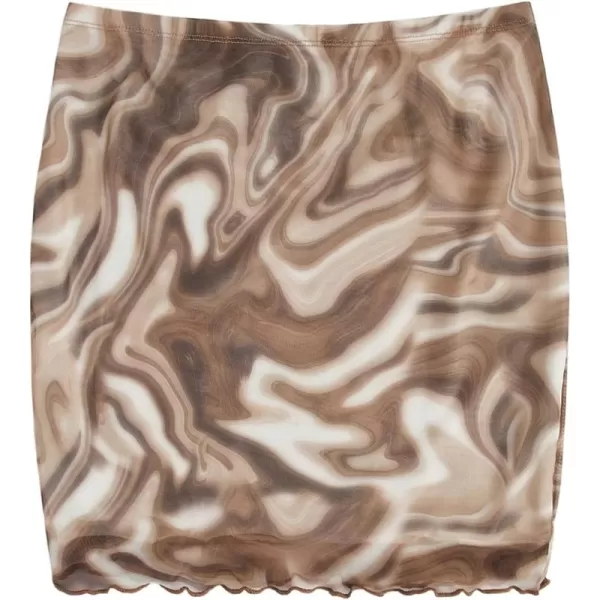 WDIRARA Women's Floral Printed Bodycon Stretch High Waist A Line Elastic Casual Mini Skirt