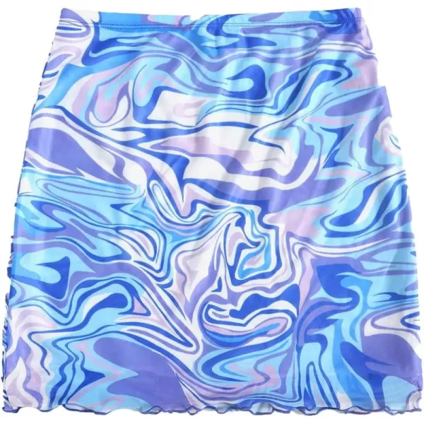 WDIRARA Women's Floral Printed Bodycon Stretch High Waist A Line Elastic Casual Mini Skirt