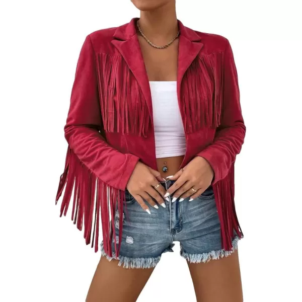 WDIRARA Women's Fringe Drop Shoulder Long Sleeve Button Down Casual Shacket Jacket