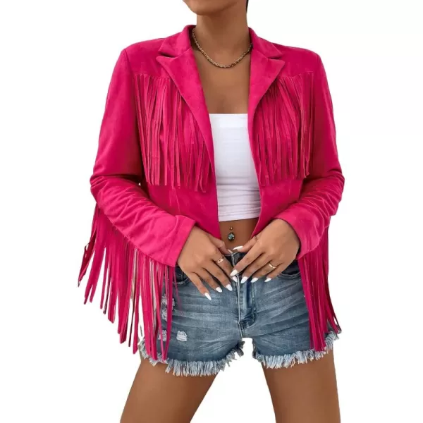 WDIRARA Women's Fringe Drop Shoulder Long Sleeve Button Down Casual Shacket Jacket