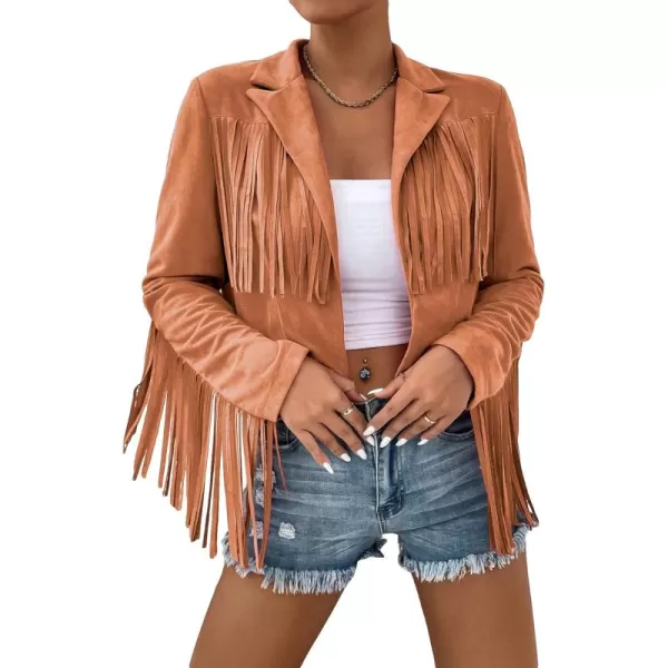 WDIRARA Women's Fringe Drop Shoulder Long Sleeve Button Down Casual Shacket Jacket