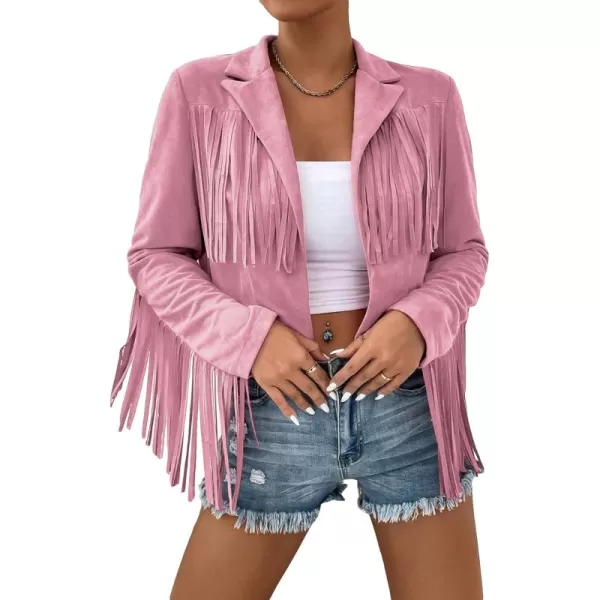 WDIRARA Women's Fringe Drop Shoulder Long Sleeve Button Down Casual Shacket Jacket