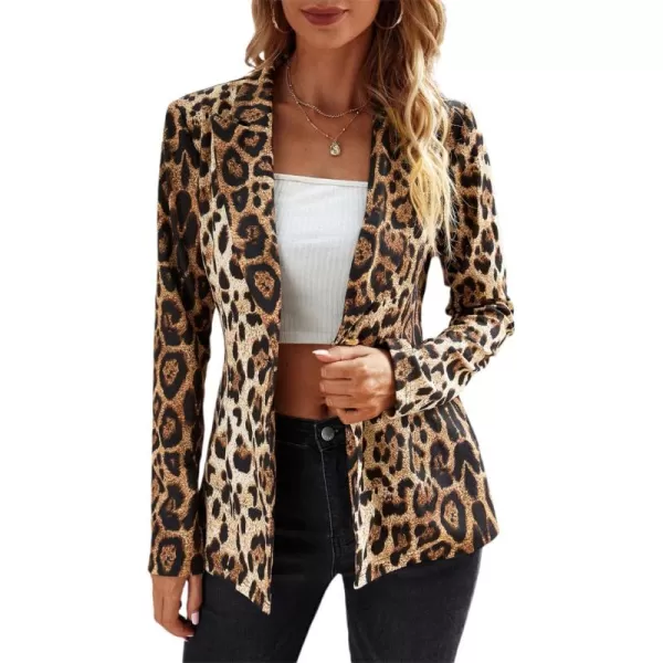 WDIRARA Women's Graphic Print Blazer Button Open Front Long Sleeve Jacket Multicolored