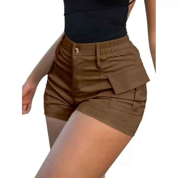WDIRARA Women's High Waist Button Streetwear Cargo Shorts with Pockets