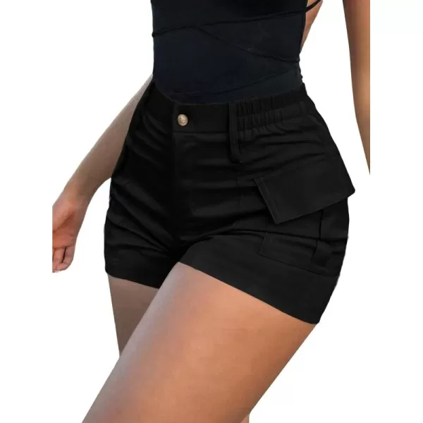 WDIRARA Women's High Waist Button Streetwear Cargo Shorts with Pockets