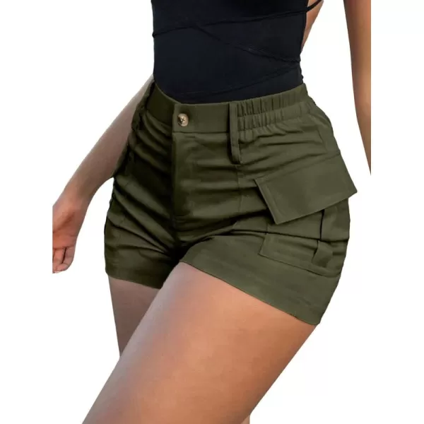 WDIRARA Women's High Waist Button Streetwear Cargo Shorts with Pockets