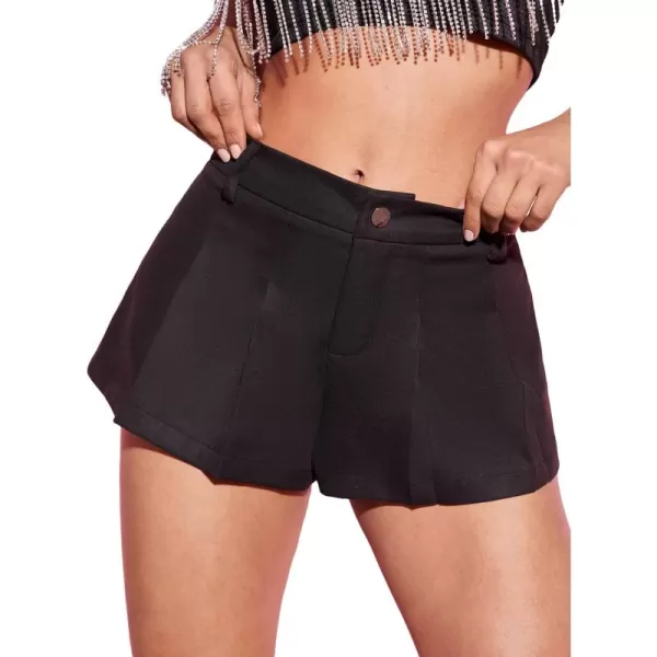 WDIRARA Women's High Waist Pleated Button Skort Asymmetrical Skirt Shorts