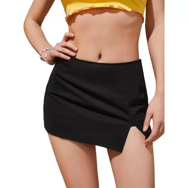 WDIRARA Women's High Waist Pleated Button Skort Asymmetrical Skirt Shorts