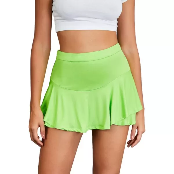 WDIRARA Women's High Waist Ruffle Hem Skort Stretch Casual Skirt Shorts