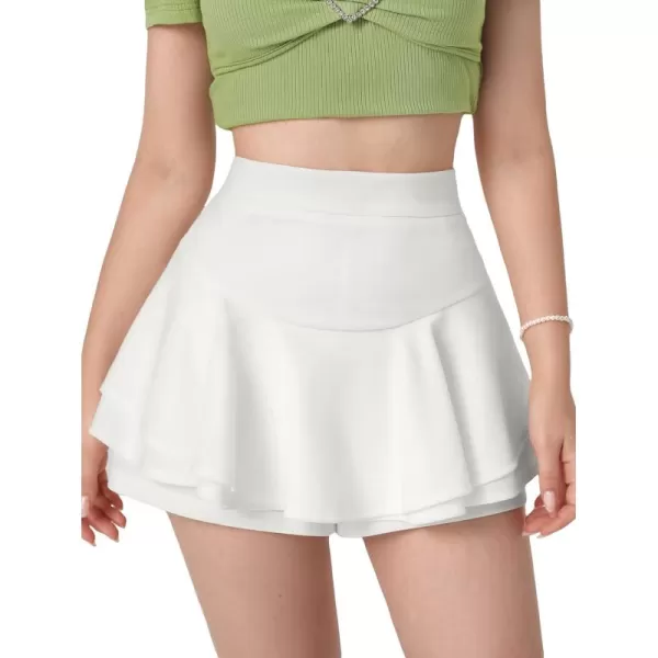 WDIRARA Women's High Waist Ruffle Hem Skort Stretch Casual Skirt Shorts