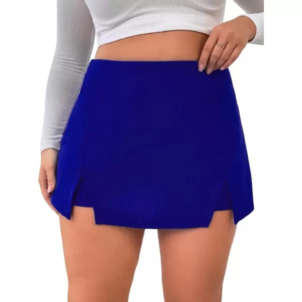 WDIRARA Women's High Waist Split Hem Skort Zip Back Plain Skirt Shorts