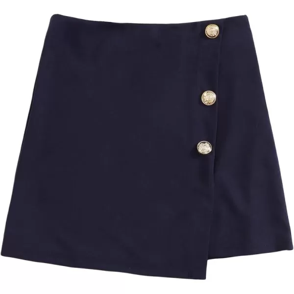 WDIRARA Women's High Waist Wrap Button Front Elegant Asymmetrical Hem Skirt