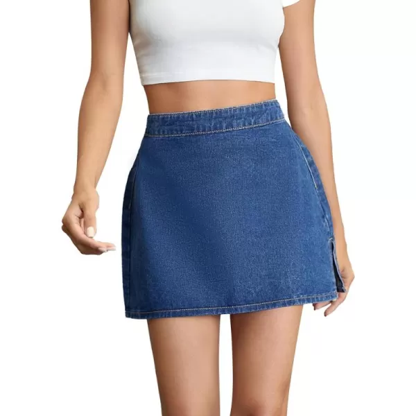 WDIRARA Women's High Waisted A-Line Button Wrap Denim Jean Skirt Mini Skirt