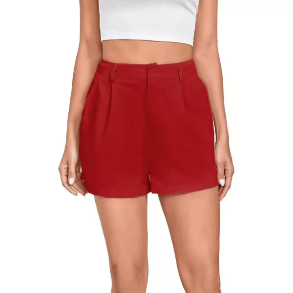 WDIRARA Women's High Waisted Button Wide Leg Casual Shorts with Pockets