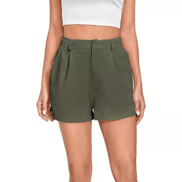 WDIRARA Women's High Waisted Button Wide Leg Casual Shorts with Pockets