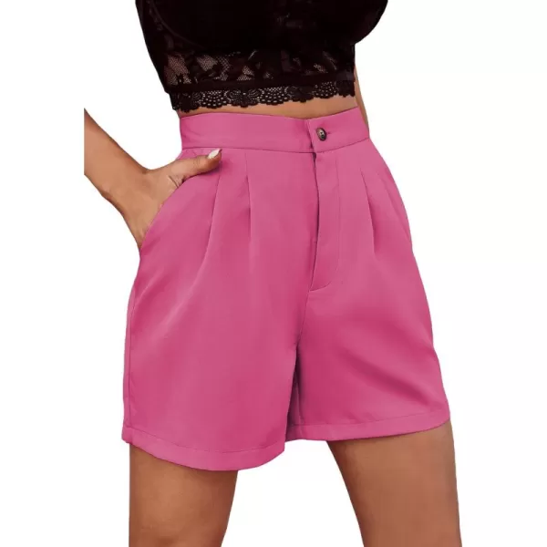 WDIRARA Women's High Waisted Button Wide Leg Casual Shorts with Pockets