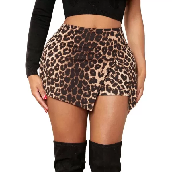 WDIRARA Women's High Waisted Glitter Skort Asymmetrical Wrap Split Hem Bodycon Party Club Skirt Shorts