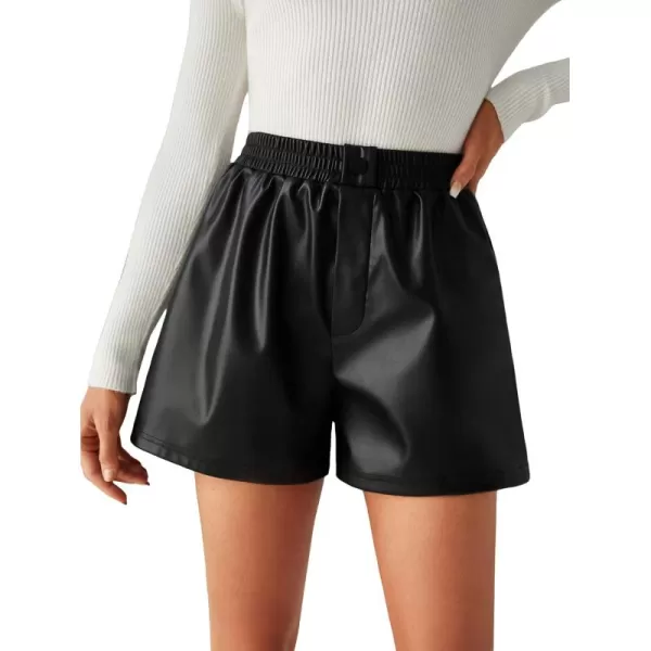 WDIRARA Women's High Waisted PU Leather Skinny Shorts Sexy Biker Shorts