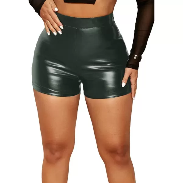 WDIRARA Women's High Waisted PU Leather Skinny Shorts Sexy Biker Shorts