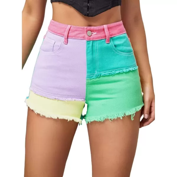 WDIRARA Women's High Waisted Raw Hem Distressed Ripped Casual Denim Shorts