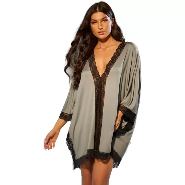 WDIRARA Women's Lace Trim V Neck Batwing Sleeve Chemise Nightgown Nightdress