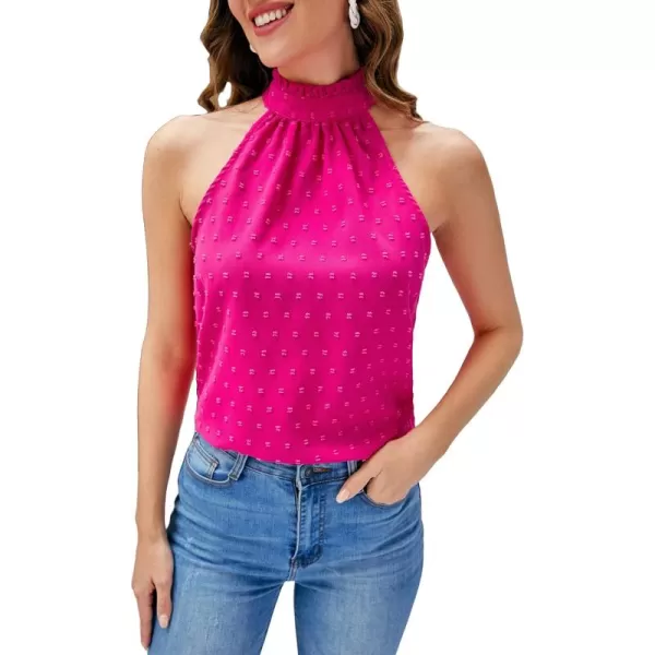 WDIRARA Women's Leopard Print Halter Top Shirt Casual Button Sleeveless Vest