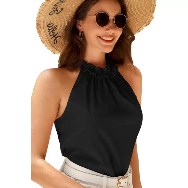 WDIRARA Women's Leopard Print Halter Top Shirt Casual Button Sleeveless Vest